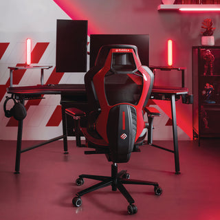 Eureka Ergonomic® Typhon Hybrid Chair, Supports Up to 220 lb, 18.5" to 22.05" Seat Height, Black Mesh Seat, Black/Red Mesh Back, Black Base (EKAGC05R)