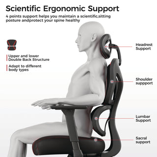 Eureka Ergonomic® Norn Ergonomic Chair, Supports Up to 275 lb, 18.11" to 22.04" Seat Height, Black/Red Mesh Seat/Back, Black Base (EKAGC06R)