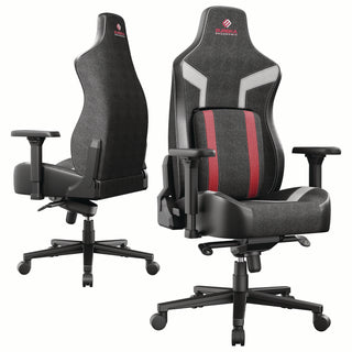 Eureka Ergonomic® Python II Ergonomic Chair, Supports up to 300 lb, 18.88" to 22.83" Seat Height, Black Fabric Seat, Black/Red Fabric Back (EKAGC08R)