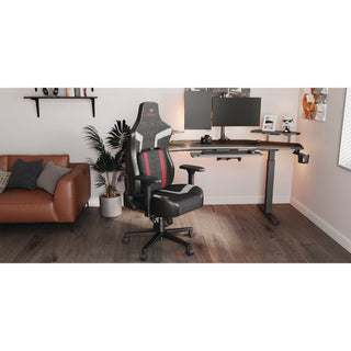 Eureka Ergonomic® Python II Ergonomic Chair, Supports up to 300 lb, 18.88" to 22.83" Seat Height, Black Fabric Seat, Black/Red Fabric Back (EKAGC08R)