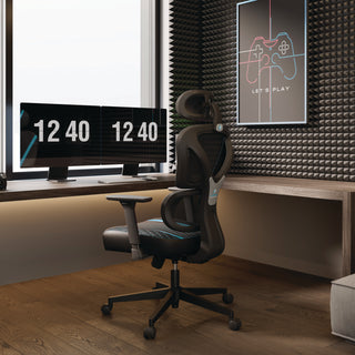 Eureka Ergonomic® Norn Ergonomic Chair, Supports Up to 275 lb, 18.11" to 22.04" Seat Height, Black/Blue Mesh Seat/Back, Black Base (EKAGC06BU)