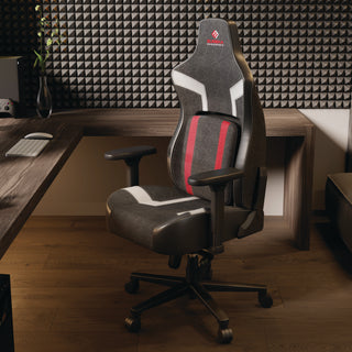Eureka Ergonomic® Python II Ergonomic Chair, Supports up to 300 lb, 18.88" to 22.83" Seat Height, Black Fabric Seat, Black/Red Fabric Back (EKAGC08R)