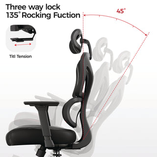 Eureka Ergonomic® Norn Ergonomic Chair, Supports Up to 275 lb, 18.11" to 22.04" Seat Height, Black/Gray Mesh Seat/Back, Black Base (EKAGC06GY)
