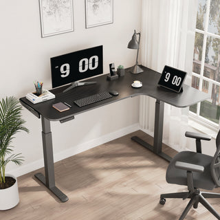 Eureka Ergonomic® L-Shaped Standing Desk, Right Desk, 60" x 43.69" x 29.88" to 48.38", Black (EKA01875)