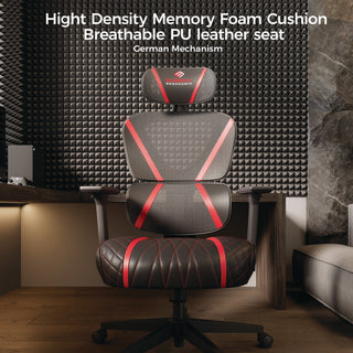 Eureka Ergonomic® Norn Ergonomic Chair, Supports Up to 275 lb, 18.11" to 22.04" Seat Height, Black/Red Mesh Seat/Back, Black Base (EKAGC06R)