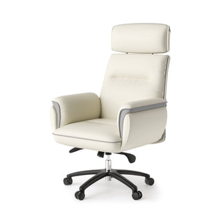 Eureka Ergonomic® Royal Executive Office Chair, Support up to 300 lb, 19.46"-22.26" Seat Height, White PU Leather Seat, White Faux Leather Back (EKAOC003OW)