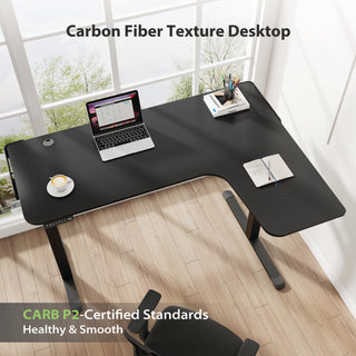 Eureka Ergonomic® L-Shaped Standing Desk, Right Desk, 60" x 43.69" x 29.88" to 48.38", Black (EKA01875)