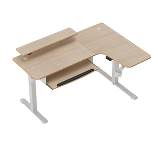 Eureka Ergonomic® L-Shaped Standing Desk with Keyboard Tray, Right Desk, 61.25" x 43.25" x 34.38" to 52.88", Maple White/White (EKAL60RMW)
