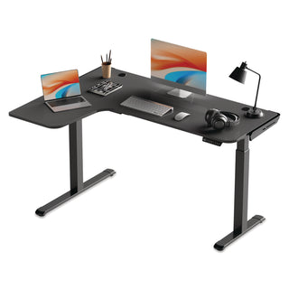 Eureka Ergonomic® L-Shaped Standing Desk, Left Desk, 60" x 43.69" x 29.88" to 48.38", Black (EKA01874)