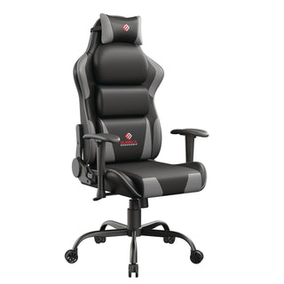 Eureka Ergonomic® Hector Ergonomic Chair, Supports Up to 300 lb, 20.25" - 24.25" Seat Height, Black PU Leather Seat, Black/Gray PU Leather Back (EKAGC07GY)