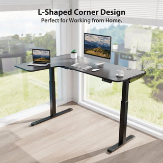 Eureka Ergonomic® L-Shaped Standing Desk, Left Desk, 60" x 43.69" x 29.88" to 48.38", Black (EKA01874)