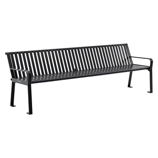Global Industrial® Steel Slat Benches with Back, 96 x 26 x 31, Black (GBE694855BKKD)