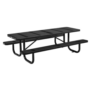 Global Industrial® Perforated Steel Picnic Table, Rectangular, 72 x 62 x 29.5, Black Top, Black Base/Legs (GBE694555BK)