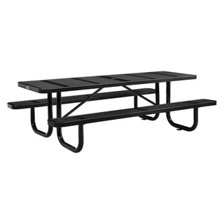 Global Industrial® Perforated Steel Picnic Table, Rectangular, 72 x 62 x 29.5, Black Top, Black Base/Legs (GBE694555BK)