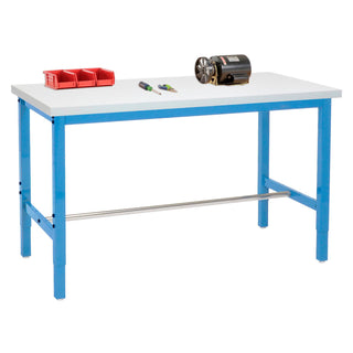 Global Industrial® Adjustable Height Heavy Duty Workbenches, 5,000 lbs, 60 x 30 x 31.63 to 43.63, White/Blue (GBE606976BL)