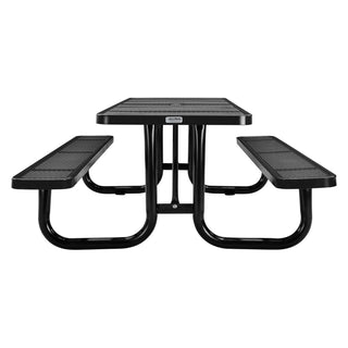 Global Industrial® Perforated Steel Picnic Table, Rectangular, 72 x 62 x 29.5, Black Top, Black Base/Legs (GBE694555BK)