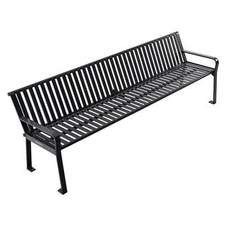 Global Industrial® Steel Slat Benches with Back, 96 x 26 x 31, Black (GBE694855BKKD)