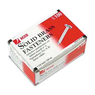 ACCO Brass Prong Paper Fasteners, #6, 1.5" Capacity, Brass, 100/Box (ACC71506)