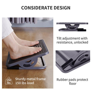 Eureka Ergonomic® Adjustable Ergonomic Footrest, 15.38 x 11.81 x 3.32 to 5.19, Black/Gray (EKADSN03048)