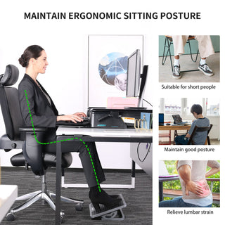 Eureka Ergonomic® Adjustable Ergonomic Footrest, 15.38 x 11.81 x 3.32 to 5.19, Black/Gray (EKADSN03048)