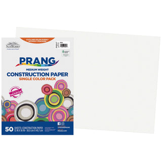 Prang® SunWorks Construction Paper, 50 lb Text Weight, 12 x 18, White, 50/Pack, 25 Packs/Carton (PAC9207CT)