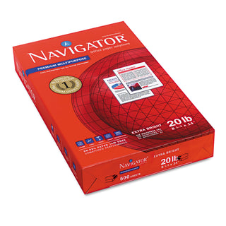 Navigator® Premium Multipurpose Copy Paper, 97 Bright, 20lb, 8.5 x 14, White, 500 Sheets/Ream, 10 Reams/Carton (SNANMP1420)