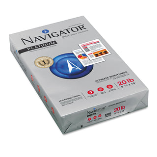 Navigator® Platinum Paper, 99 Bright, 20lb, 8.5 x 14, White, 500 Sheets/Ream, 10 Reams/Carton (SNANPL1420)