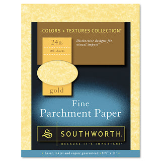 Southworth® Parchment Specialty Paper, 24 lb, 8.5 x 11, Gold, 100/Pack (SOUP994CK)