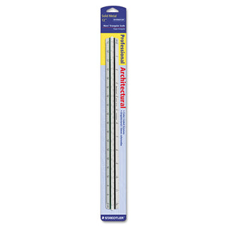 Staedtler® Triangular Scale for Architects, Color-Coded Grooves, 12" Long, Plastic, White, Blister Pack (STD9871831BK)