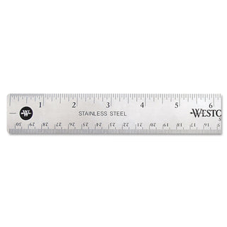Westcott® Stainless Steel Office Ruler With Non Slip Cork Base, Standard/Metric, 12" Long (ACM10415)