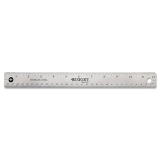 Westcott® Stainless Steel Office Ruler With Non Slip Cork Base, Standard/Metric, 12" Long (ACM10415)