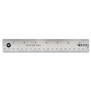 Westcott® Stainless Steel Office Ruler With Non Slip Cork Base, Standard/Metric, 15" Long (ACM10416)