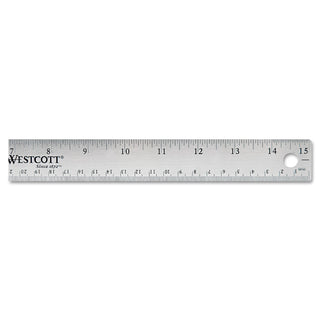 Westcott® Stainless Steel Office Ruler With Non Slip Cork Base, Standard/Metric, 15" Long (ACM10416)
