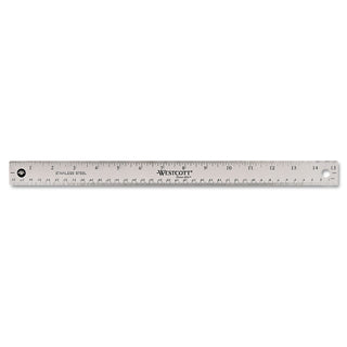 Westcott® Stainless Steel Office Ruler With Non Slip Cork Base, Standard/Metric, 15" Long (ACM10416)