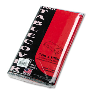 Tablemate® Table Set Rectangular Table Cover, Heavyweight Plastic, 54 x 108, Red, 6/Pack (TBL549RD)