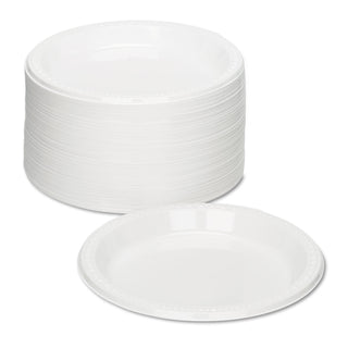 Tablemate® Plastic Dinnerware, Plates, 9" dia, White, 125/Pack (TBL9644WH)