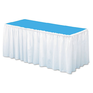 Tablemate® Table Set Linen-Like Table Skirting, 29" x 14ft, White (TBLLS2914WH)