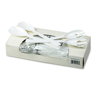 Tablemate® Table Set Plastic Serving Forks & Spoons, White, 24 Forks, 24 Spoons per Pack (TBLW95PK4)