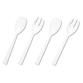 Tablemate® Table Set Plastic Serving Forks & Spoons, White, 24 Forks, 24 Spoons per Pack (TBLW95PK4)