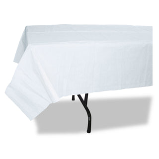 Tatco Paper Table Cover, Embossed, w/Plastic Liner, 54" x 108", White, 20/Carton (TCO31108)