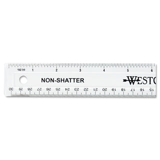 Westcott® Non-Shatter Flexible Ruler, Standard/Metric, 12" Long, Plastic, Clear (ACM13862)