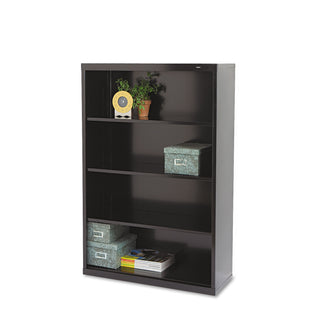 Tennsco Metal Bookcase, Four-Shelf, 34-1/2w x 13-1/2d x 52-1/2h, Black (TNNB53BK)