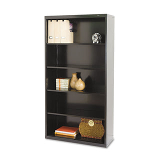 Tennsco Metal Bookcase, Five-Shelf, 34-1/2w x 13-1/2d x 66h, Black (TNNB66BK)