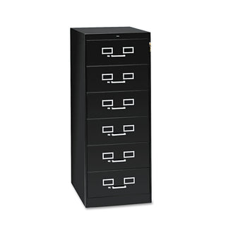 Tennsco Six-Drawer Multimedia Cabinet for 6 x 9 Cards, 21.25w x 28.5d x 52h, Black (TNNCF669BK)