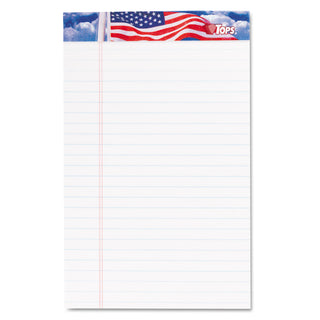 TOPS™ American Pride Writing Pad, Narrow Rule, Red/White/Blue Headband, 50 White 5 x 8 Sheets, 12/Pack (TOP75101)