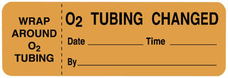 UAL™ Pre-Printed Label Auxiliary Label Orange Paper O2 Tubing Change Date___Time__ Safety and Instructional 1 X 3 Inch (1125276_RL)