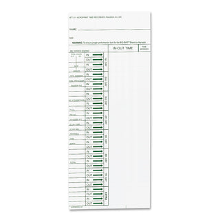 Acroprint® Weekly Time Cards for Model ATT310 Electronic Totalizing Time Recorder, 200/Pack (ACP096103080)