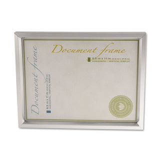 Universal® Plastic Document Frame, for 8.5 x 11, Easel Back, Metallic Silver (UNV76853)