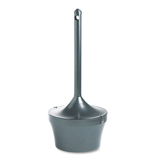 Rubbermaid® Commercial Aladdin Smokers' Station, Round, Steel, 4.5 gal, 16 dia x 38.75, Charcoal (RCPR1639EHGR)