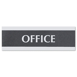 Headline® Sign Century Series Office Sign, OFFICE, 9 x 3, Black/Silver (USS4762)